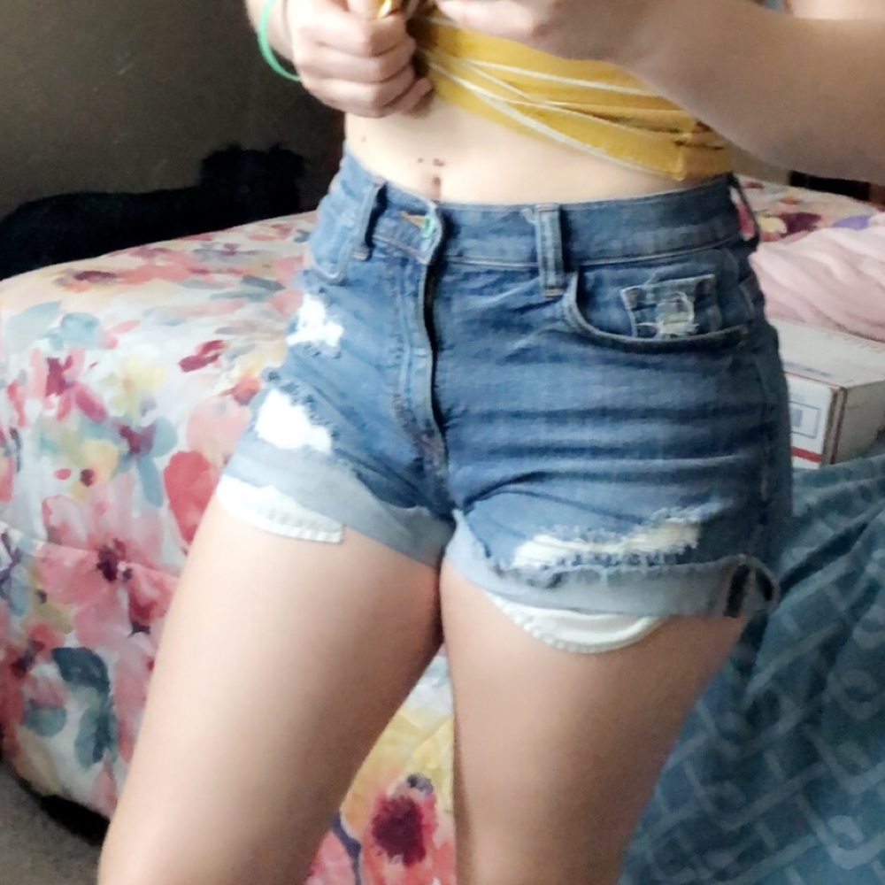 high waisted jean shorts